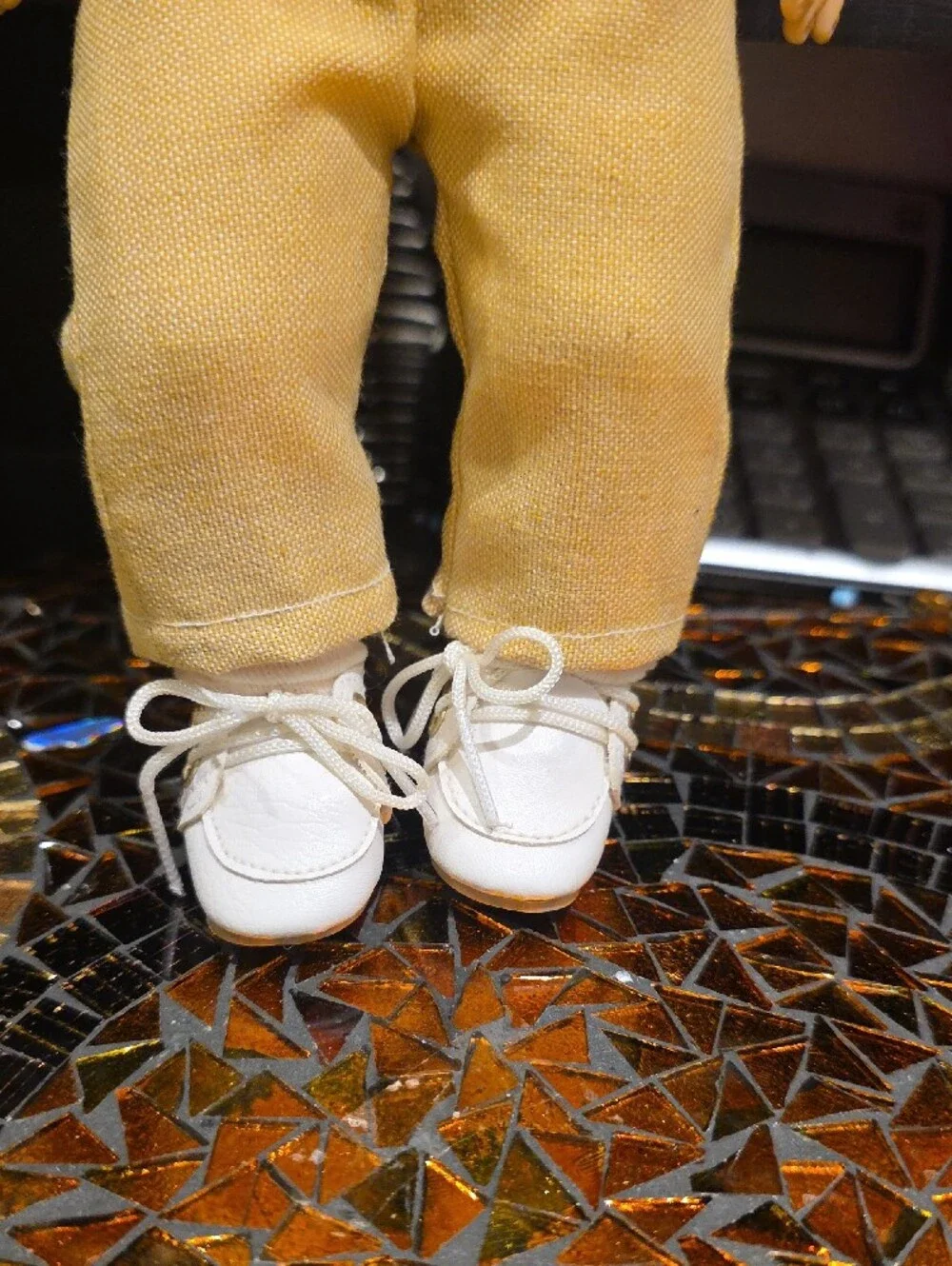 Vintage Doll in Tan Overalls with White Shirt